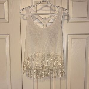 Heart Hips Ivory Fringe Tank Top